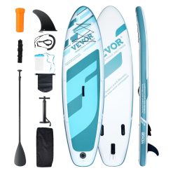 VEVOR Paddle Gonflable, 323x83,8x15,2 cm, Planche à Pagaie Debout Sup avec Accessoires de Planche, Pompe, Pagaie, Aileron, Sacs, Laisse de Cheville, Kit de Réparation, Pont Antidérapant pour Jeunes